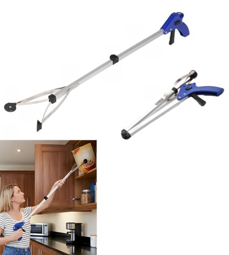Grabber Stick for Elderly & Disabled, Foldable Grabber with Suction Cup & Locking Mechanism, Heavy Duty Reacher Grabber Tool for Hard-to-Reach Items, Lightweight Aluminium Mobility Aid for Litter Pick