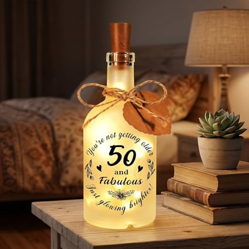50th Birthday Gifts For Women Men, LED Bottle Decorative Light, Womens 50th Birthday Gifts, 50th Present for Her,Night Lights Presents for Friends Sister Wife Mum, Bedroom Living Room Desktop