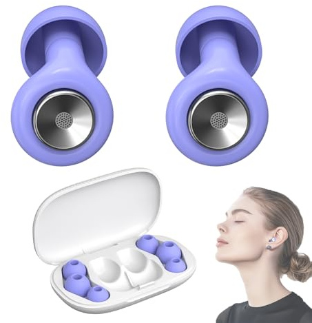 Ohrstöpsel zum Schlafen, 2026 Neu Gehörschutz Schlafen Earplugs, 45dB Noise Cancelling Ohrstöpsel Silikon, Weich und Wiederverwendbar, 8 Ohrstücken (XS/S/M/L) für Flugzeug Konzert Schnarchen, Violett