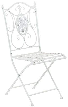 CLP Gartenstuhl Sibell im Landhausstil, aus Metall mit klappbarem Design, ideal für Terrasse oder Balkon, in 6 Farben erhältlich, Farbe:weiß