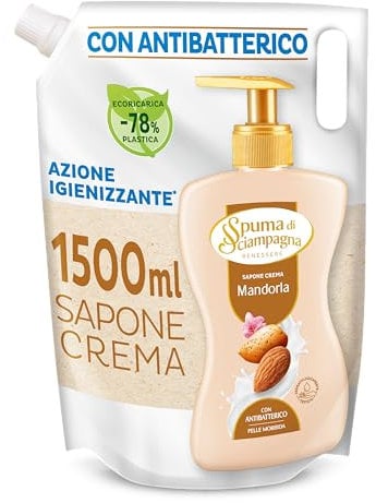 Spuma Di Sciampagna Dekorative Handseife Flüssigseife Mandelmilch und Sheabutter - 1500 ml