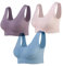 Lemef 3-Pack Seamless Sports Bra Wirefree Yoga Bra with Removable Pads for Women, S, Pink&blue&purple