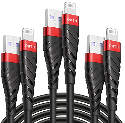 OIITH 3M 3-Pack Extra Long Lightning Cable, Durable 2.4A Fast iPhone USB Charging Cable for iPhone12/11/XS/Max/XR/X/8/7