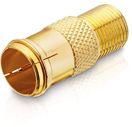 conecto Adapter mit F-Quick-Stecker auf F-Buchse vergoldet, Adapter Wird auf einen klassischen F-Stecker mit Gewinde geschraubt und wandelt diesen in die Quick-Variante zum Aufstecken um