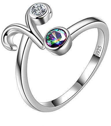 Aurora Tears Widder Ring Sternzeichen verstellbare Ringe 925 Sterling Splitter Mystic Rainbow Topaz Konstellation offener Ring Horoskop Schmuck für Frauen und Mädchen DR0087B