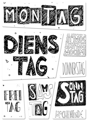 Wochentag Kühlschrankmagnete im 8er Set für die ganze Woche Wochenende Planung