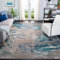 SAFAVIEH Boho Teppich für Wohnzimmer, Esszimmer, Schlafzimmer - Madison Collection, Kurzer Flor, Blau und Grau, 91 X 152 cm