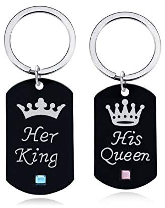 Her King und His Queen Schlüsselanhänger Schlüsselring für Paare/Geliebte im Set | Geschenk | Hochzeit | Verlobung | Einzug | Häusle | Partnerschlüsselanhänger | Liebe | Home | Familie