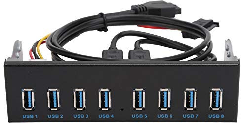 Panel Frontal USB 3.0 19PIN Super Speed para Unidades de Disco DE 5,25 Pulgadas - y Linux y iOS - Panel de Unidad Optica HUB de 8 Puertos