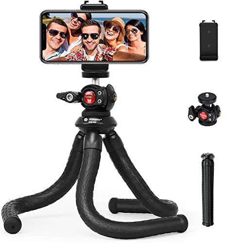 Fotopro treppiede per telefono cellulare treppiede flessibile treppiede per fotocamera treppiede con adattatore per treppiede da 1/4 di pollice e supporto per telefono cellulare