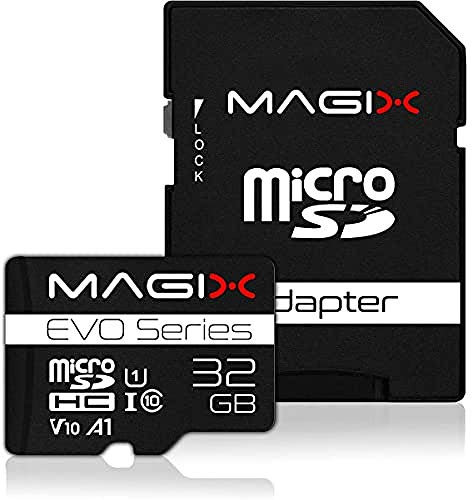 Magix 32GB microSD Card Class10 V10 U1, Read Speed Up to 80 MB/s, EVO Series (SD Adapter Included)