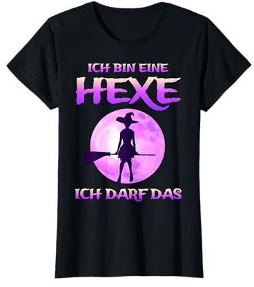 Hexe Auf Dem Besenstiel Mond Halloween Deko Damen Kinder T-Shirt