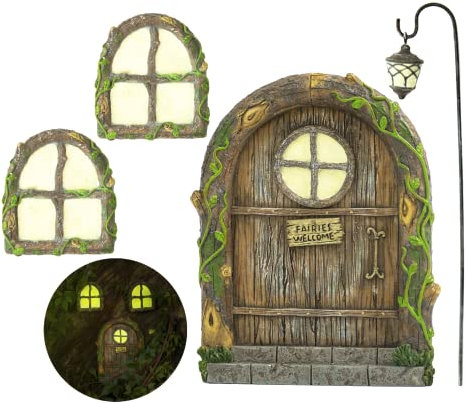 Fairy Garden Kit With Door and Windows for Trees - Tree Stump Decor, Garden House Kit and Decorations