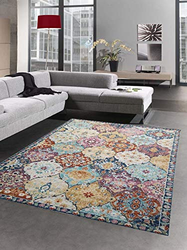CARPETIA Teppich Outdoor Orientteppich Wohnzimmerteppich Ornamente bunt Größe 120x170 cm