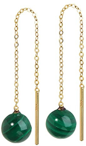NKlaus Paar echt Malachit Durchzieher 6mm Gelbgold 333 8 Karat Gold Ohrringe Ohrhänger 7956