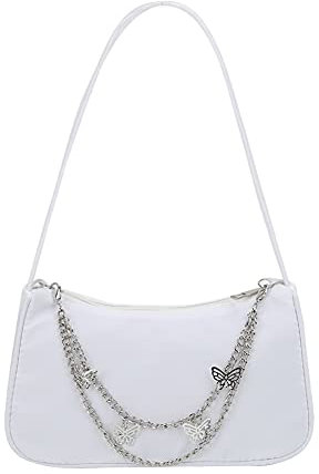 ARVALOLET Y2k Bag,Umhängetaschen, Geldbörsen unter den Armen,Handtaschen, Candy Farbe Nylon Umhängetasche Lady Schmetterling Kette Design Handtasche Achsel Tasche (Nylon Schmetterling)