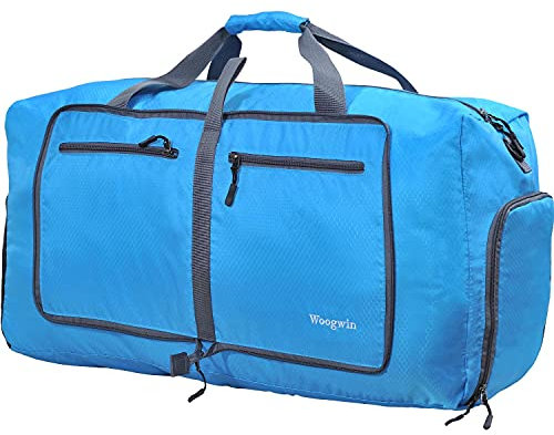 Woogwin Reise-Duffle-Tasche, groß, faltbar, wasserdicht, für Strand, Schwimmen, Pool, Sport, Fitnessstudio, 60 l, Blau, Big Size, Große Seesäcke