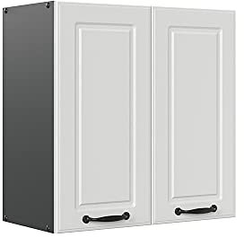 Vicco Hängeschrank R-Line, hängender Küchenschrank, Weiß Landhaus/Anthrazit, 60 cm