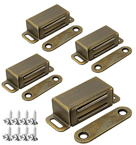 ASelected Magnetic Door Catch, Magnetic Catches for Cupboards Stainless Steel Magnets for Small Cabinet Door Drawer Latch Cupboard Closet Closer 4 Pack 8 KG Pull Strong Bronze