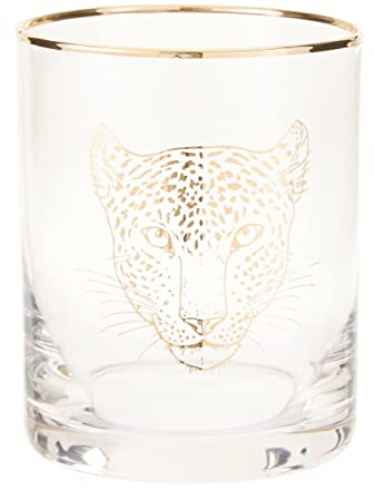 Premier Housewares Leopard Tumbler, Drinking Glasses, Tumblers Set, Tumbler Glasses, Water Glass, Glass Tumblers, Rock Glasses, Glass, W8 x D8 x H10cm, Glass