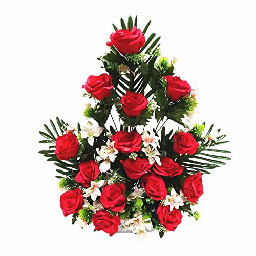 ASGRADO Centro de Flores Artificiales para Cementerio e Iglesia. Todos los Santos. (Rojo 4)