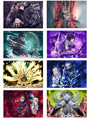 TuYines Lot de 8 posters Naruto Anime Manga, grands, tableaux muraux, vintage - Enroulés dans un carton solide
