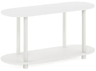 Furinno Turn-N-Tube No Tools Moderner ovaler Beistelltisch, Weiß/Virgin Weiß