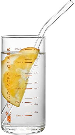 TOMYEUS Verre doseur gradué de 300 ML en Verre Borosilicate pour Eau, vin, Liquide Chaud ou Froid, Passe au Micro-Ondes, au Four,D