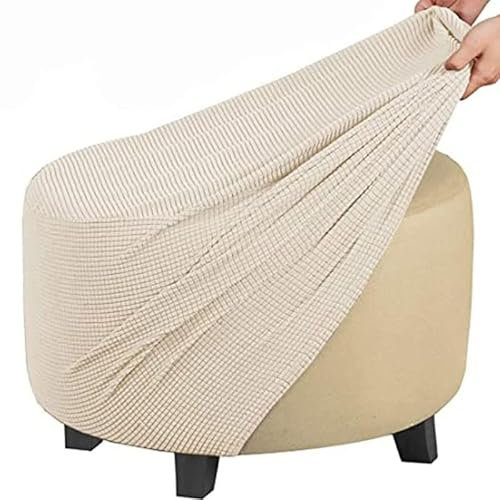 Acdler Runde Stretch-Ottomanenbezug, Mit Elastischer Unterseite Fußhocker-Überzug Fußhocker-Überzug, Luxuriöser Samt-Pouf-Überzug Für Wohnzimmer (Color : A14, Size : 50-58CM)