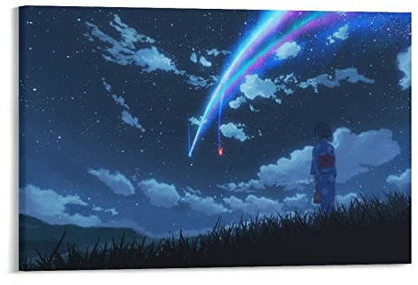 Your Name Kimi No Na Wa Anime Cartoon Poster Sternennacht Leinwand Poster Wandkunst Bild Drucke Hängende Fotodekoration Home Poster Kunstwerke 20 x 30 cm