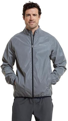 Mountain Warehouse 360 Reflective Mens Jacket - Water Resistant, Breathable, Front Pockets, Full Zip Rain Coat - Best for Spring Summer, Cycling & Running Silver S