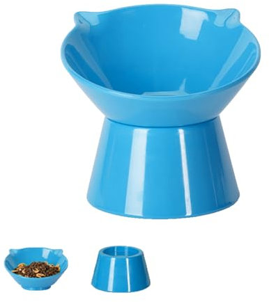 Futternapf Katze,Katzennapf Erhöht mit 15° Neigung Fressnapf Katze,Anti-Erbrechen Katzennäpfe für Futter und Wasser,Haustier Napf für Katzen,Welpen und kleine Hunde,Blau