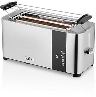 Zilan,Grille-Pain à écran LCD - Puissance de 1400 W - 2 fentes extra larges - Contrôle de la température et de la minuterie réglables sur 7 niveaux - Minuterie - Ecran LCD