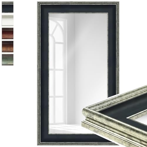 WANDStyle großer Spiegel Schwarz, großer Wandspiegel Vintage 40x70 cm | Barock Spiegel, Hängespiegel groß, Badspiegel Kunststoff, Flurspiegel Wand, Standspiegel, H235 Made in Germany