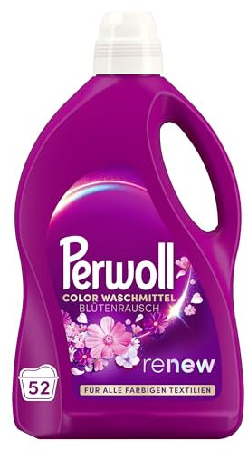 Perwoll Renew Blütenrausch Flüssigwaschmittel (52 Wäschen), Feinwaschmittel für Buntwäsche & Weißes, Color Waschmittel verleiht intensive Frische mit blumigem Duft