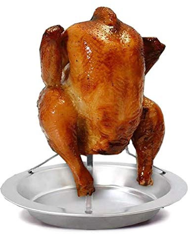 Hähnchen-Grillregal, Edelstahl-Bierdosen-Hähnchenhalter, Vertikaler Truthahnbraten mit Pfanne für Grillofen, Camping