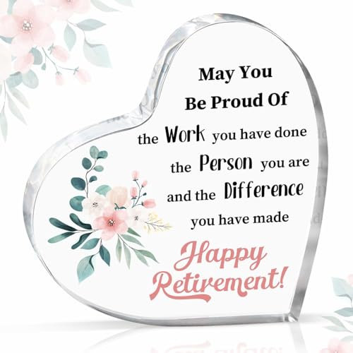 Retirement Gift for Women, Personalised Acrylic Palque Sign Keepsake, Happy Retirement Gifts for Her Coworker Teachers Friends Boss Leader Colleague Friends Nurses
