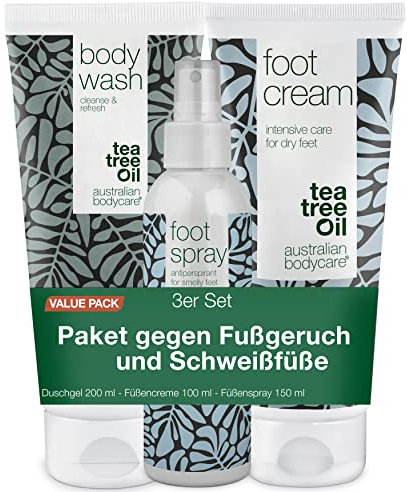 Foot Care Kit with Tea Tree Oil: Body Wash, Cream & Spray - Soothing Relief for Athletes, Runners & Anyone in Need - Anti-Fungal, Moisturizing & Deodorizing Formula - Healthy Feet Guaranteed