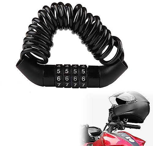 Candado Casco Moto, Candado para Casco, Bloqueo de Casco, Candado Bicicleta, Candado de Casco de Cable de Combinación de Código de Seguridad Digital 4 Antirrobo, Para Bicicletas, Motocicletas
