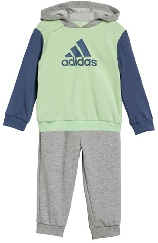 adidas Uni - Kinder 0-24 Essentials Colorblock Jogger Set Kids, Semi Green Spark/Preloved Ink/Medium Grey Heather, 9-12 Months