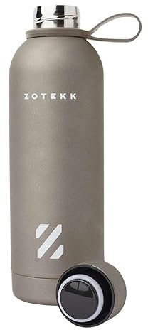ZOTEKK | Drinking Bottle 500ml | Wasserflasche, Trinkflasche mit Grosse Öffnung für einfaches Nachfüllen und Gummigriff - Sand