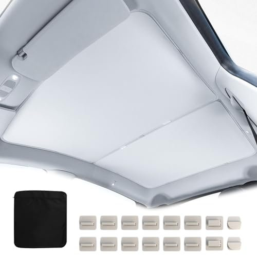 Parasol De Techo De Vidrio para Tesla Model Y Accesorios 2020-2023,Plegable Silencioso Bloquea Eficazmente Los Rayos UV Nocivos Y Reduce La AcumulacióN De Calor, Plata