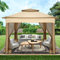 Hoteel Faltpavillon 3x3 Pavillon 3x3 Wasserdicht Stabil Winterfest Zentralnaben-Design Gartenpavillon mit Moskitonetz Doppeldach 3,3mx3,3m für Terrasse, Garten, Hinterhof (Khaki Upgrade-Modell)