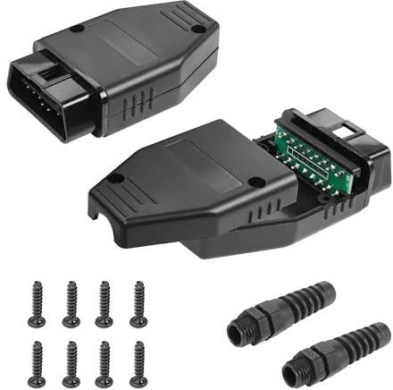 YACSEJAO OBD2 OBD2 16-poliger Stecker OBDII 16-poliger Stecker Stecker Adapter DIY OBDII PCB Diagnosegerät mit Schraube und Gehäuse für Auto LKW OBD2 Stecker