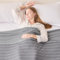 EMME Kühlende Decke, 228 x228 cm,Arc-Chill Q-Max 0.5, 2 in 1 Doppelseitige Dünne Sommerdecke, Leicht Atmungsaktiv Tagesdecken, Sofa Decken,Bettüberwurf Groß Kuscheldecke,Grau Gestreift