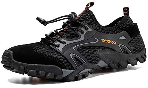 MEIION Chaussures pieds nus pour homme - Antidérapantes - Pour la randonnée, l'escalade, la plage, les pieds nus - Pour la mer, Noir , 46 EU
