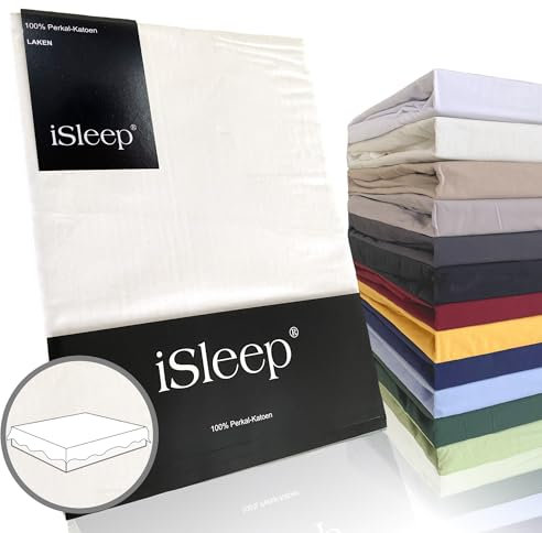 iSleep Bettlaken Perkal Baumwolle (Weiß, 200x270 cm)