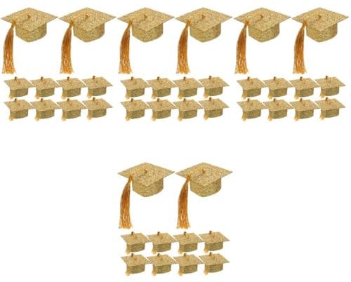 TOYANDONA 40pcs Graduation Goblet Covers Mini Doctoral Caps Tassel Fun Wine Goblet Decor for Graduation Parties and Celebrations High Foot Cup Covers Stylish Hat Design