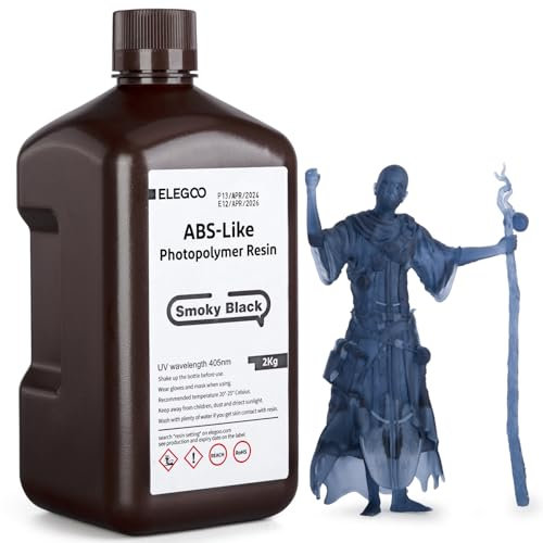 ELEGOO ABS-Like 3D Drucker Resin LCD UV-härtendes Harz 405nm Standard Photopolymerharz für LCD 3D Drucker Rauchiges Schwarz 2000g