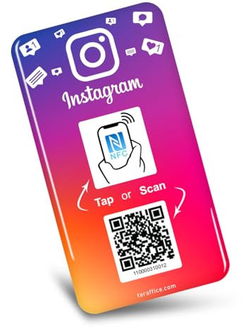 TARAFFICE Instagram NFC Platte aus Epoxidharz | kompatibel mit iPhone & Android | für Geschäfte, Unternehmen, Geschäfte, Restaurants, Bars, Cafés, Fastfoods, Pizzerien (Instagram (5 x 10 cm))